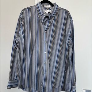 Blue and Gray Casual Button Down Shirt